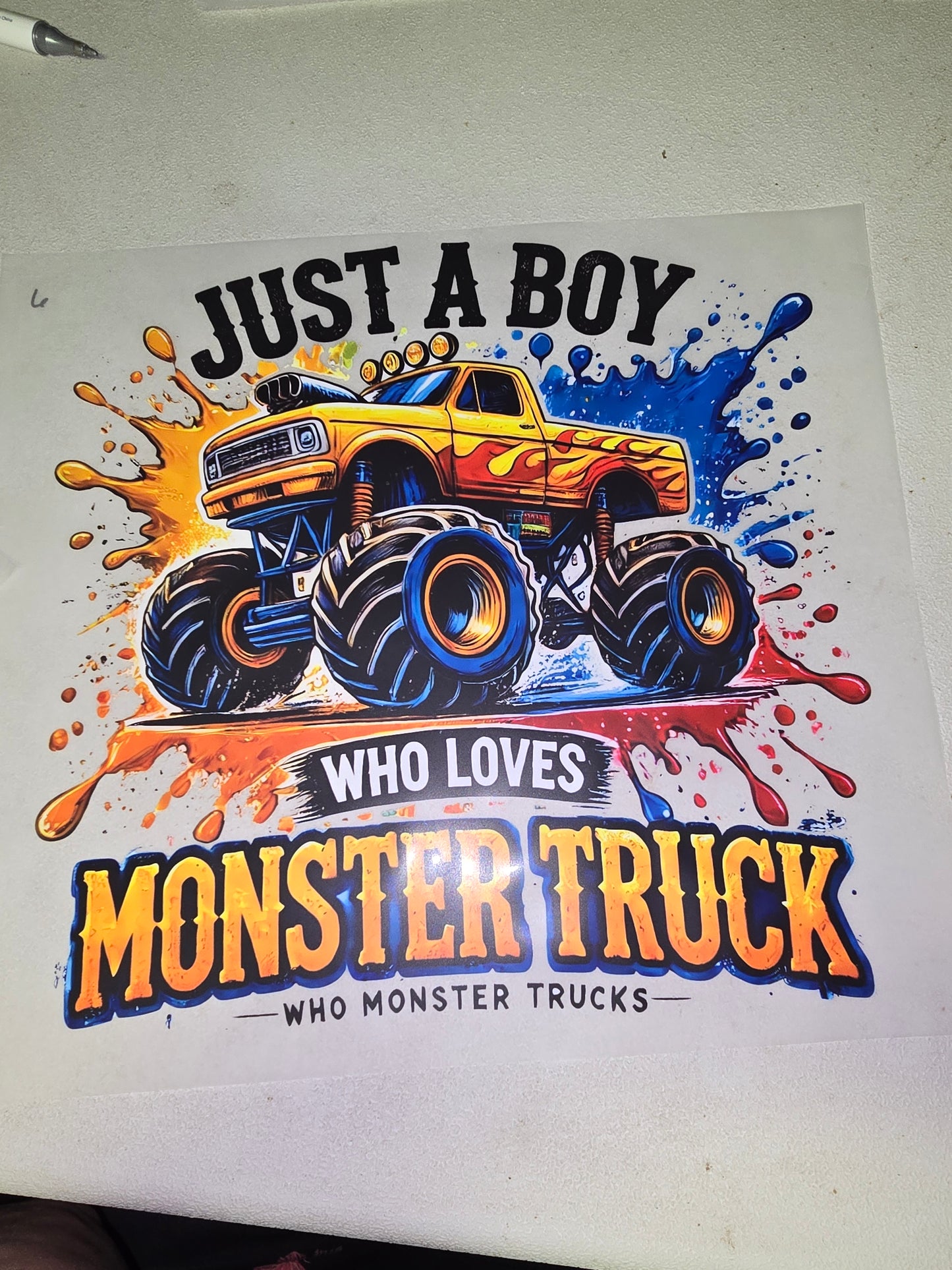 Heat Transfer - Kids Monster Trucks, Construction Vehicles